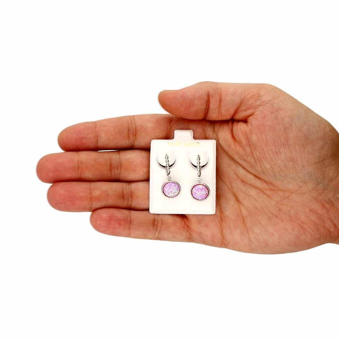 14K Gold Yellow, White Twisted Bezel Fire Opal Leverback Earrings 11.5mm