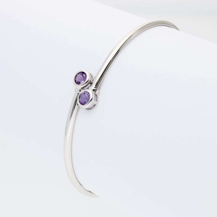 Sterling Silver 0.80Ct Bezel Multicolor CZ Bangle Bracelet