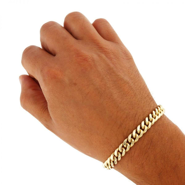 14K Yellow Gold 8mm Miami Cuban Bracelet (Solid Links) 8.5"