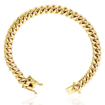 14K Yellow Gold 8mm Miami Cuban Bracelet (Solid Links) 8.5"