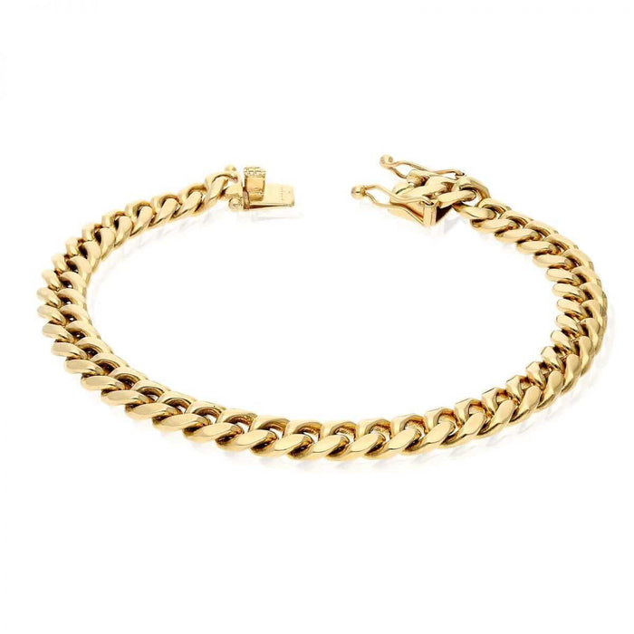 14K Yellow Gold 8mm Miami Cuban Bracelet (Solid Links) 8.5"