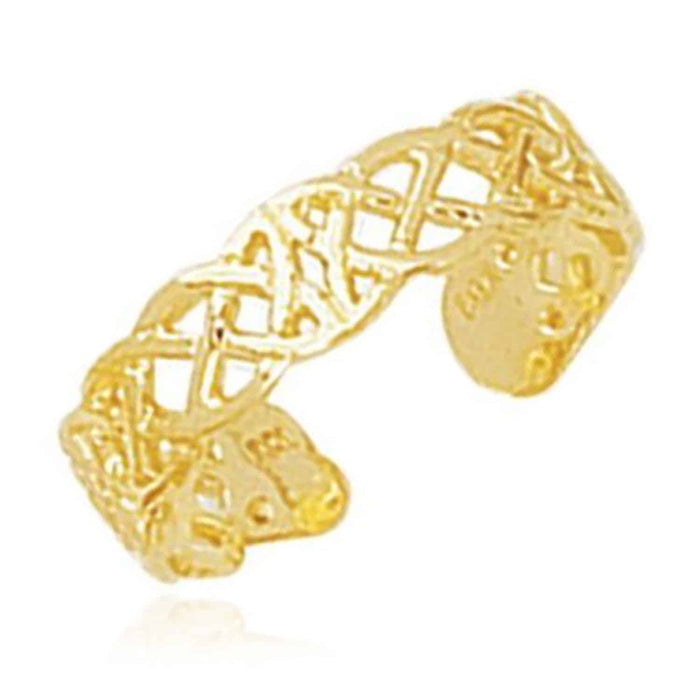14K Yellow Gold White 4mm Adjustable Celtic Toe Ring - WJD Exclusives