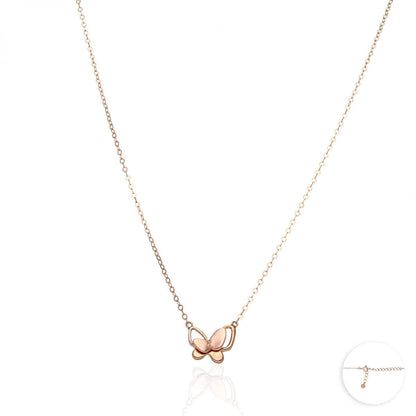 14K Yellow Rose White Gold Over Silver Butterfly Pendant Cable Necklace 16-18"