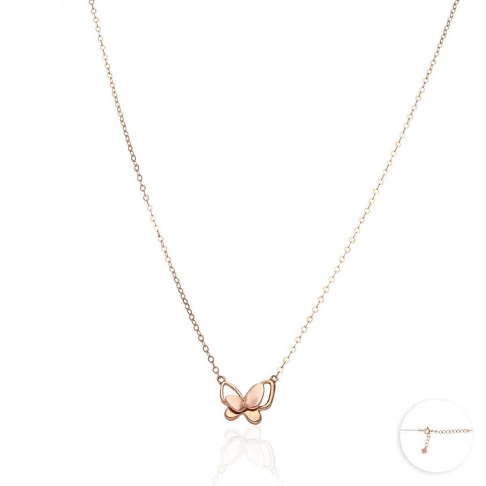 14K Yellow Rose White Gold Over Sterling Silver Butterfly Necklace 16"-18"