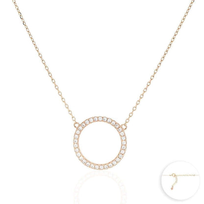 14k Yellow White Rose Gold Circle Of Love CZ Necklace 16"-18" Adj.