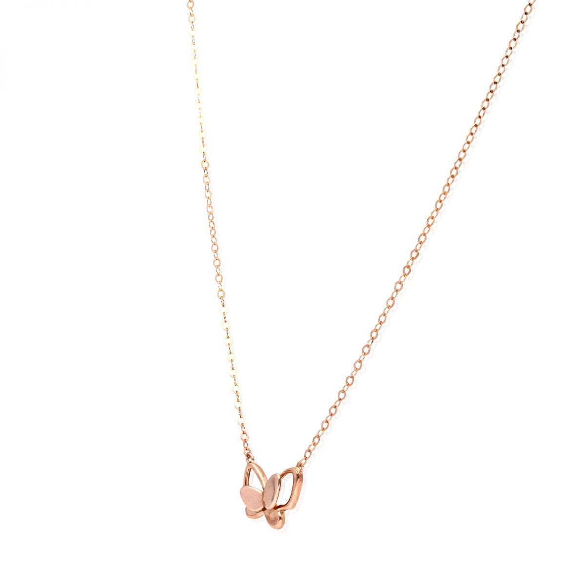 14K Yellow Rose White Gold Over Silver Butterfly Pendant Cable Necklace 16-18"