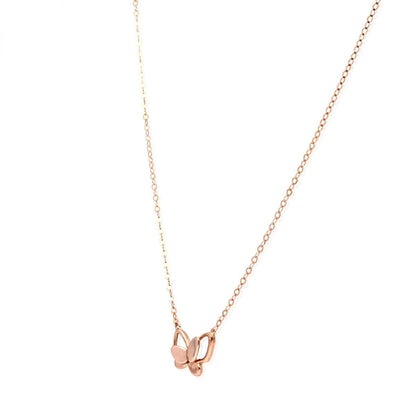 14K Yellow Rose White Gold Over Silver Butterfly Pendant Cable Necklace 16-18"