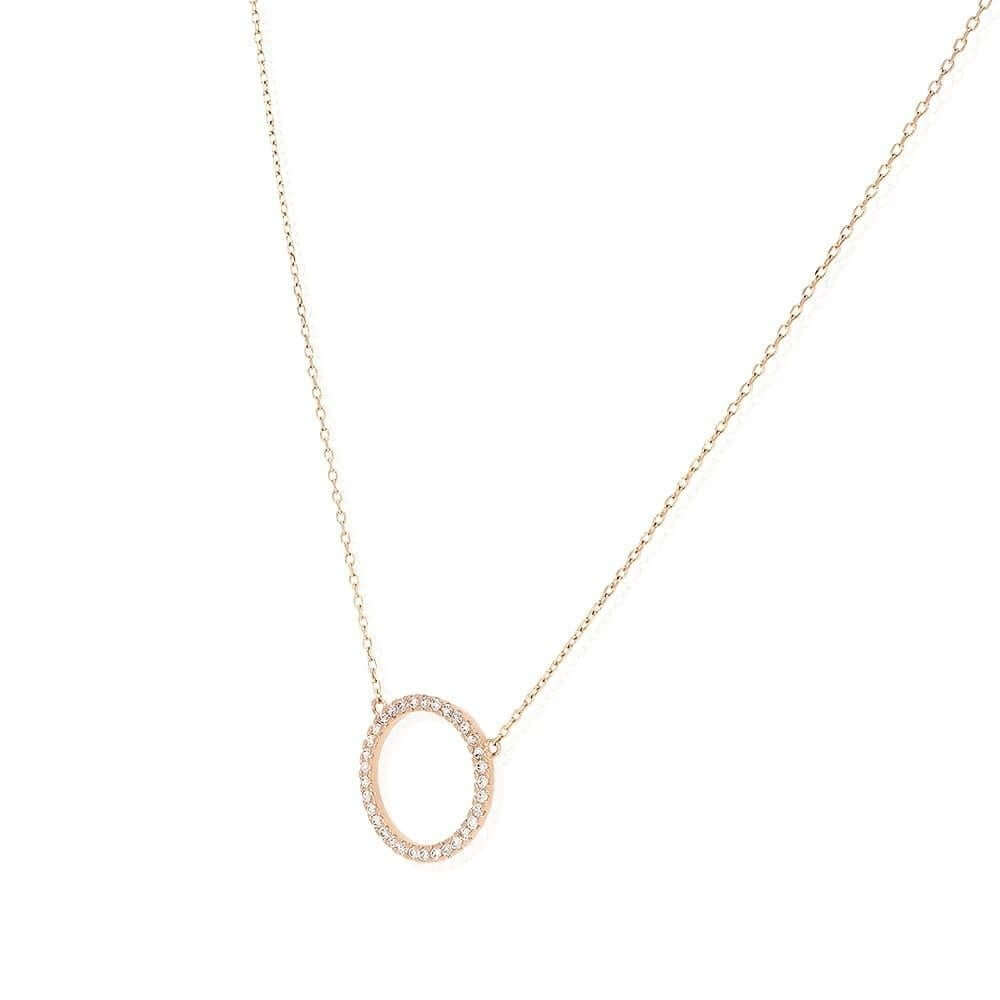 14K Yellow White Rose Gold Circle Of Love CZ Necklace 16"-18" Adjustable