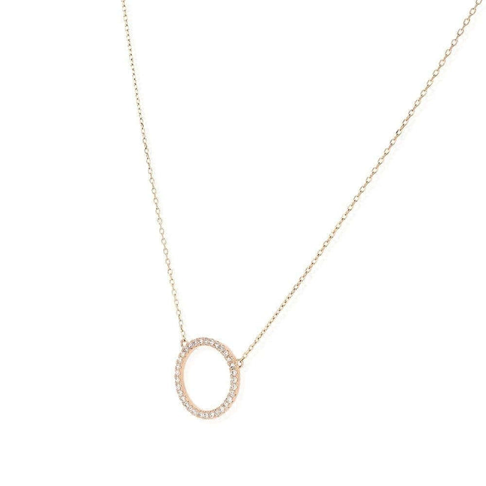 14K Yellow White Rose Gold Circle Of Love CZ Necklace 16"-18" Adjustable
