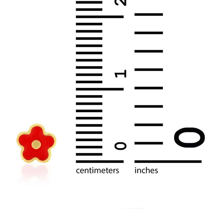 Kids 14K Gold Pink Blue Green Red White Purple Yellow Flower Stud Earrings