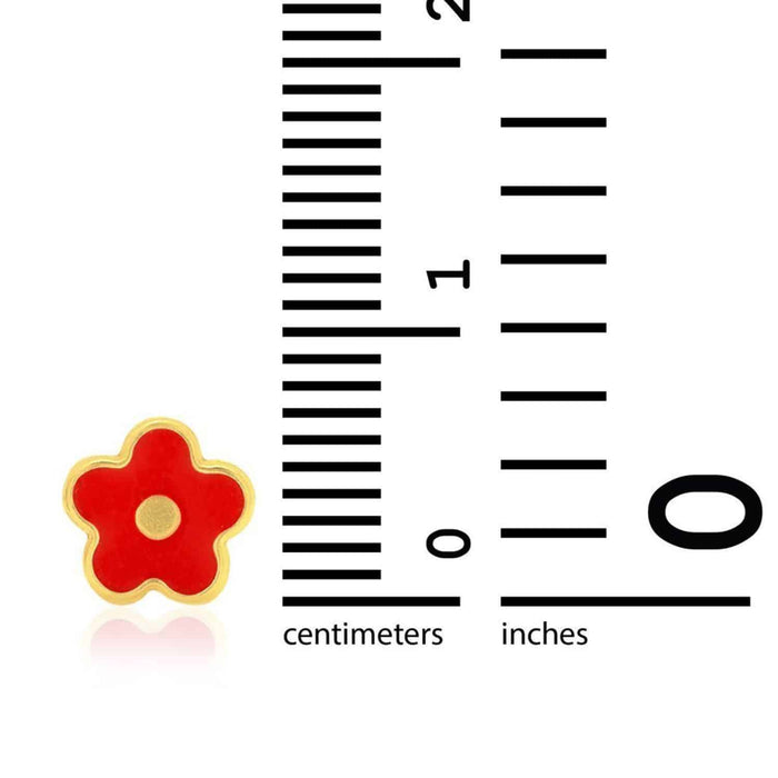 Kids 14K Gold Pink Blue Green Red White Purple Yellow Enamel Flower Earrings 7mm