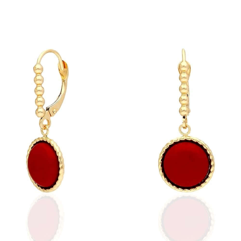 14k Yellow Gold White Gold Twisted Bezel Gemstone Leverback  Earrings