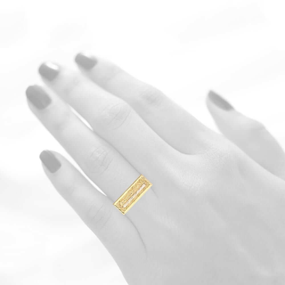 10k Gold Yellow The Last Supper Religious Diamond-Cut Ring