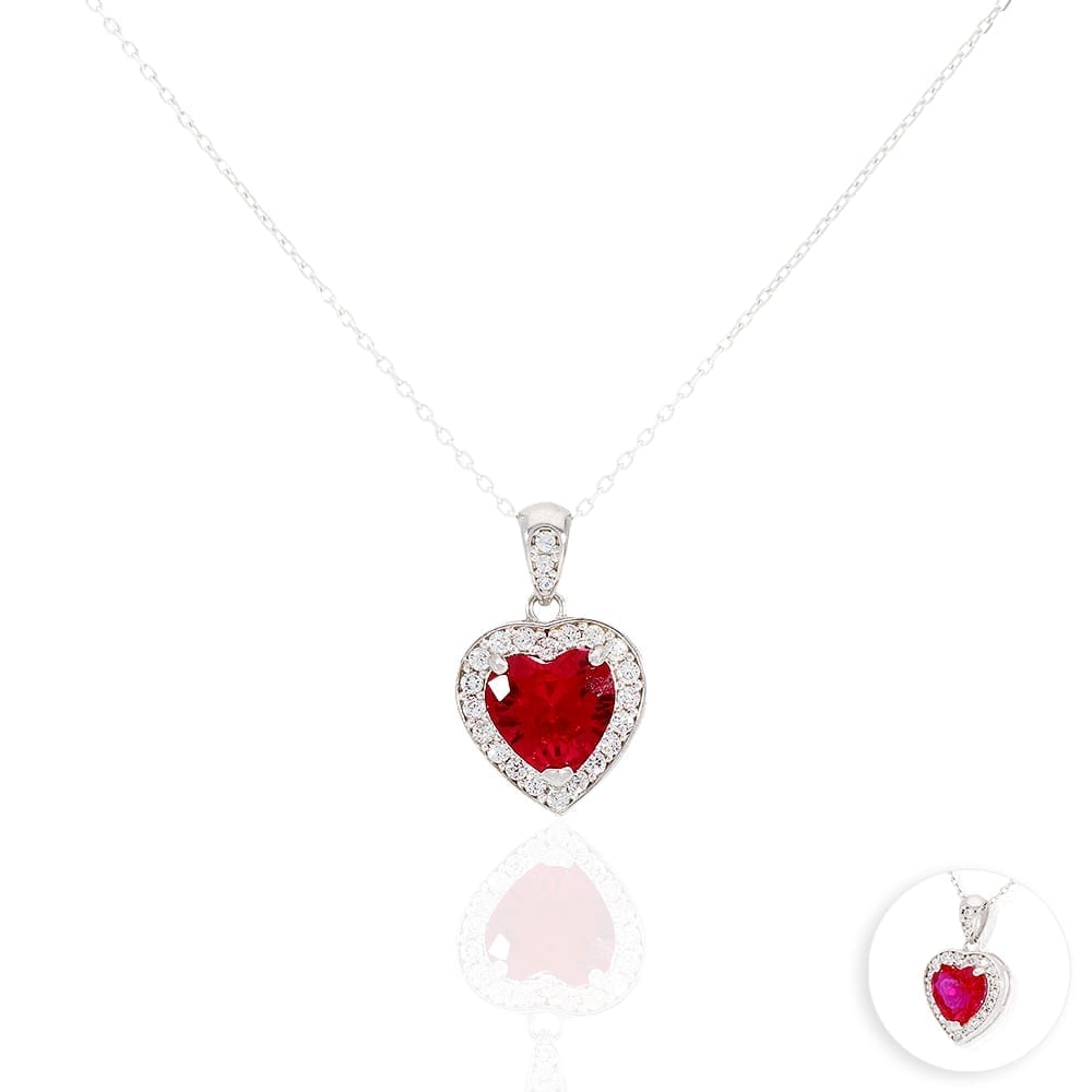 14k Yellow Gold White Gold Solitaire Birthstone Halo Heart Pendant 0.6"