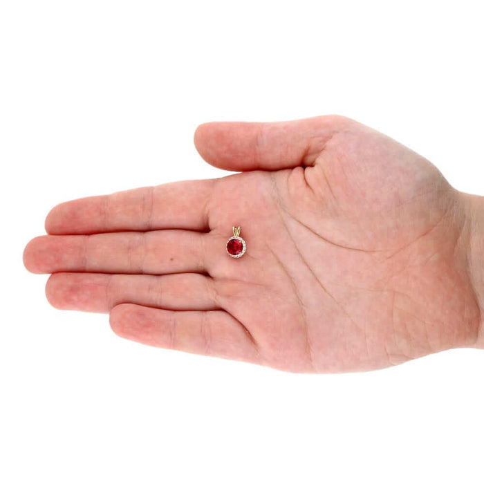 14k Yellow Gold White Gold Halo Round Solitaire Birthstone Pendant 0.5"