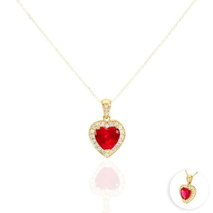 14k Yellow Gold White Gold Solitaire Birthstone Halo Heart Pendant 0.6"