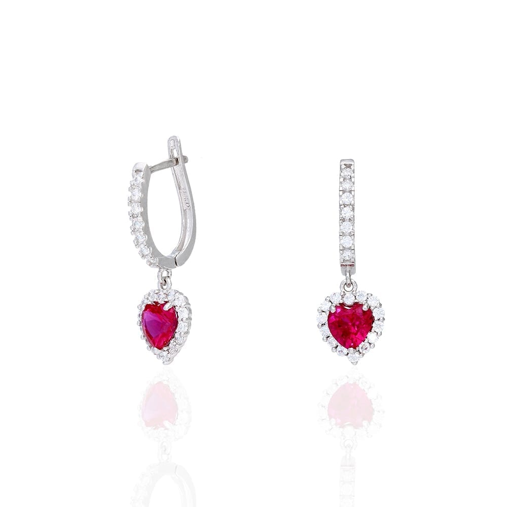 14k Yellow Gold White Gold Heart Birthstone Diamond Halo  Earrings 1"