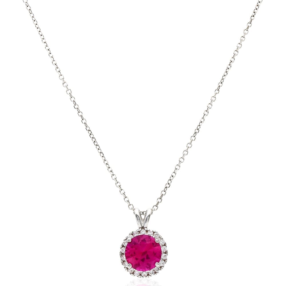 14k Yellow Gold White Gold Halo Round Solitaire Birthstone Pendant 0.5"