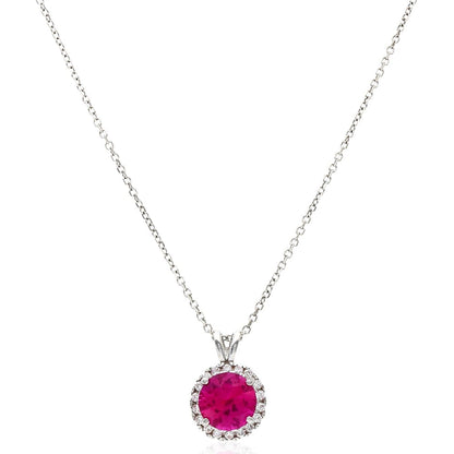 14k Yellow Gold White Gold Halo Round Solitaire Birthstone Pendant 0.5"