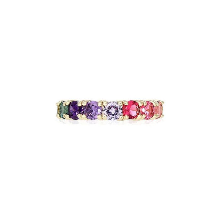 18K Yellow Gold Over 925 Sterling Silver Multicolor CZ Eternity Ring Band
