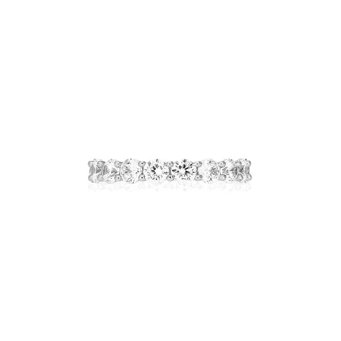 Gold Over 925 Sterling Silver Stackable CZ Eternity Promise Ring Band