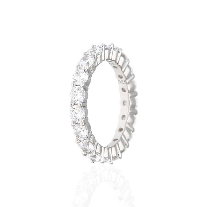 Gold Over 925 Sterling Silver Stackable CZ Eternity Promise Ring Band