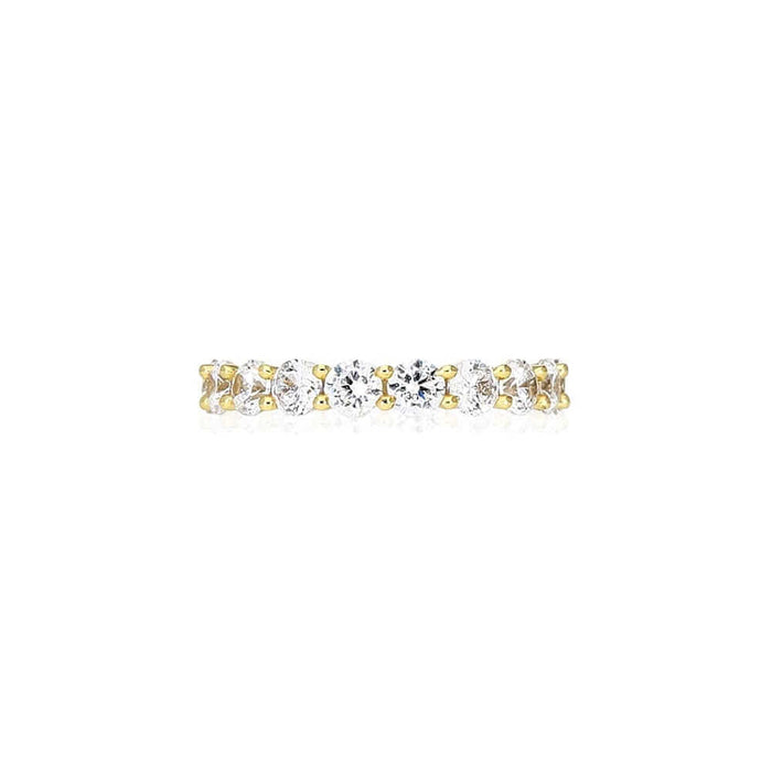 Gold Over 925 Sterling Silver Stackable CZ Eternity Promise Ring Band