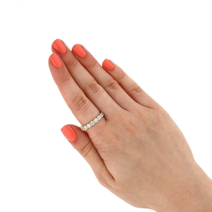 Gold Over 925 Sterling Silver Stackable CZ Eternity Promise Ring Band