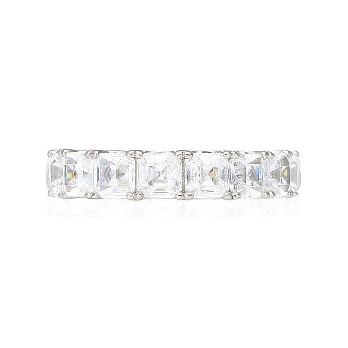 925 Sterling Silver Prong Asscher CZ Eternity Ring