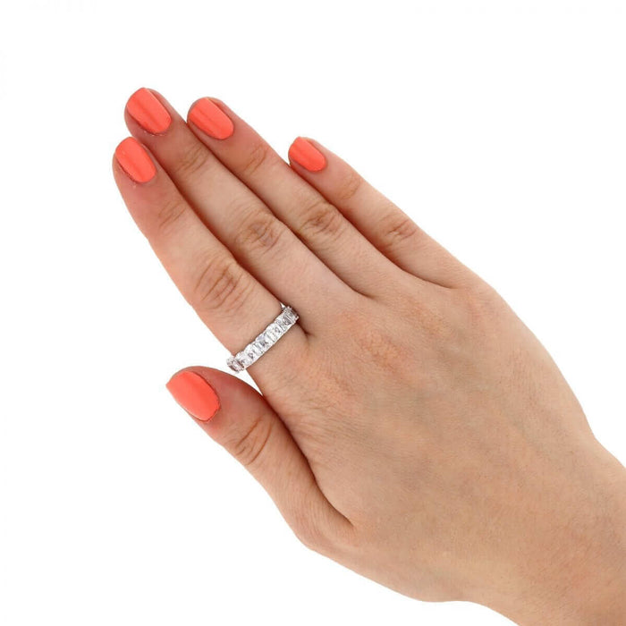 925 Sterling Silver Prong Asscher CZ Eternity Ring