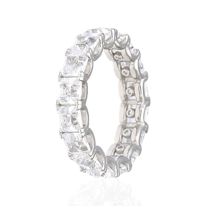 925 Sterling Silver Prong Asscher CZ Eternity Ring