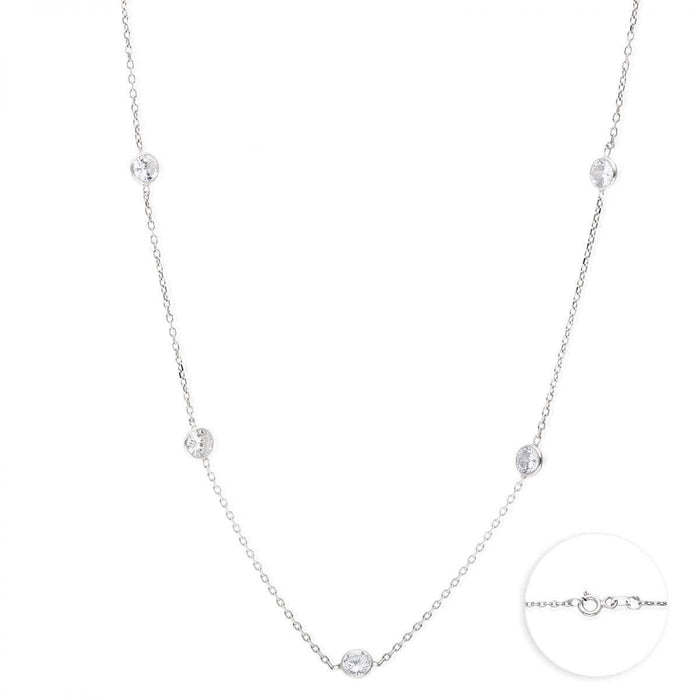 Sterling Silver CZ By The Yard Necklace 16"-24"