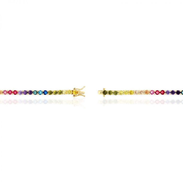 Yellow Gold Over Silver 4mm Multicolor CZ Tennis Bracelet 7.25"