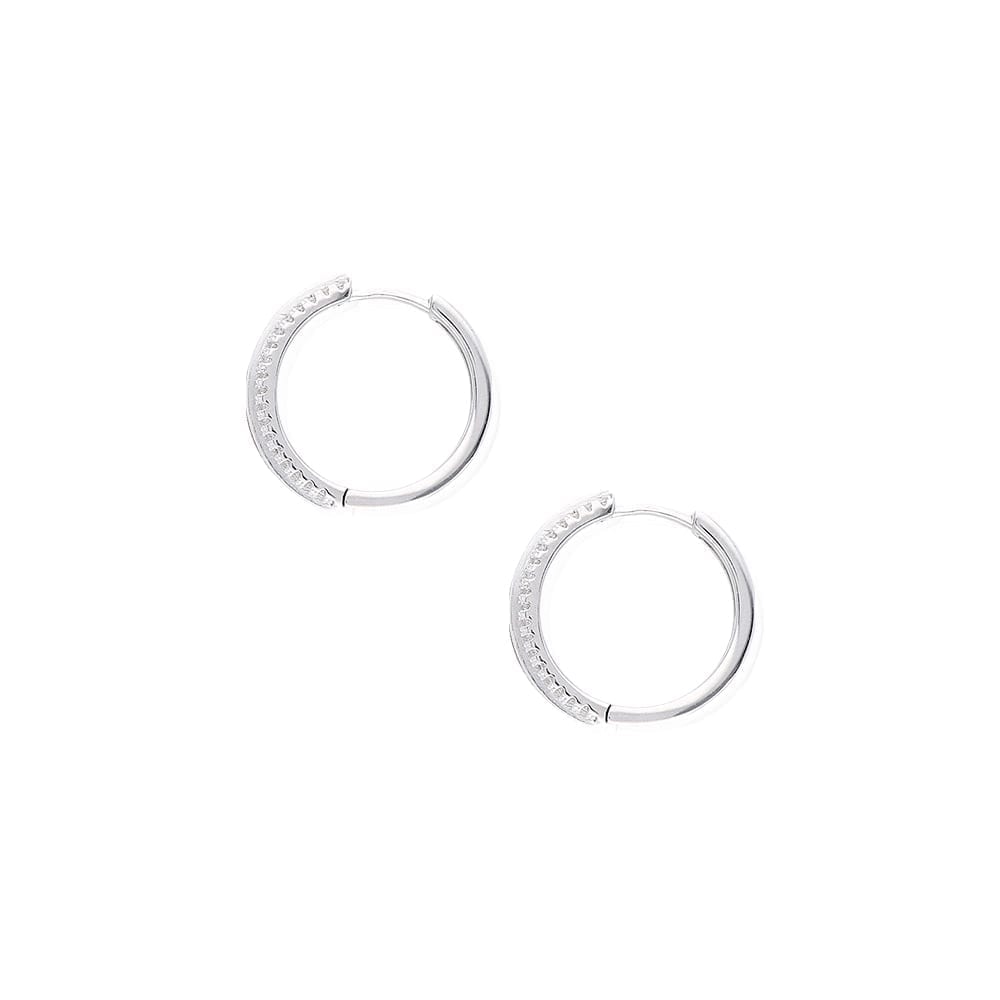 925 Sterling Silver Multicolor Rainbow Princess CZ Hoop Earrings 0.8"