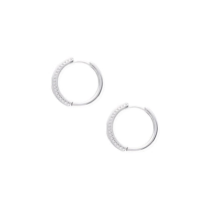 925 Sterling Silver Multicolor Rainbow Princess CZ Hoop Earrings 0.8"