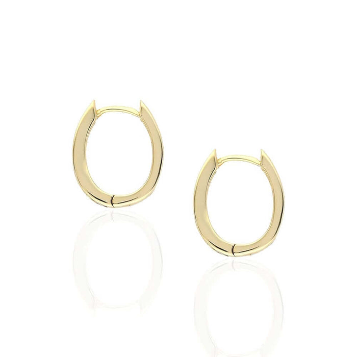 Gold Over 925 Sterling Silver Multicolor Rainbow CZ Oval Huggie Hoop Earrings