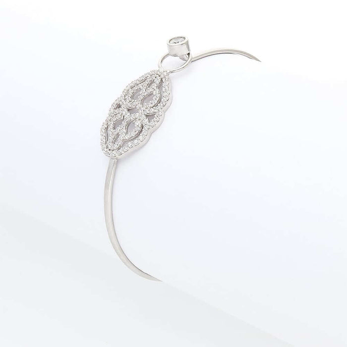 Sterling Silver Bezel 1.75Ct CZ Filigree Bangle Bracelet 7"