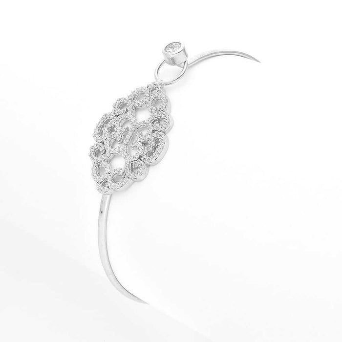 Sterling Silver Bezel 2.50Ct CZ Filigree Bangle Bracelet 7"
