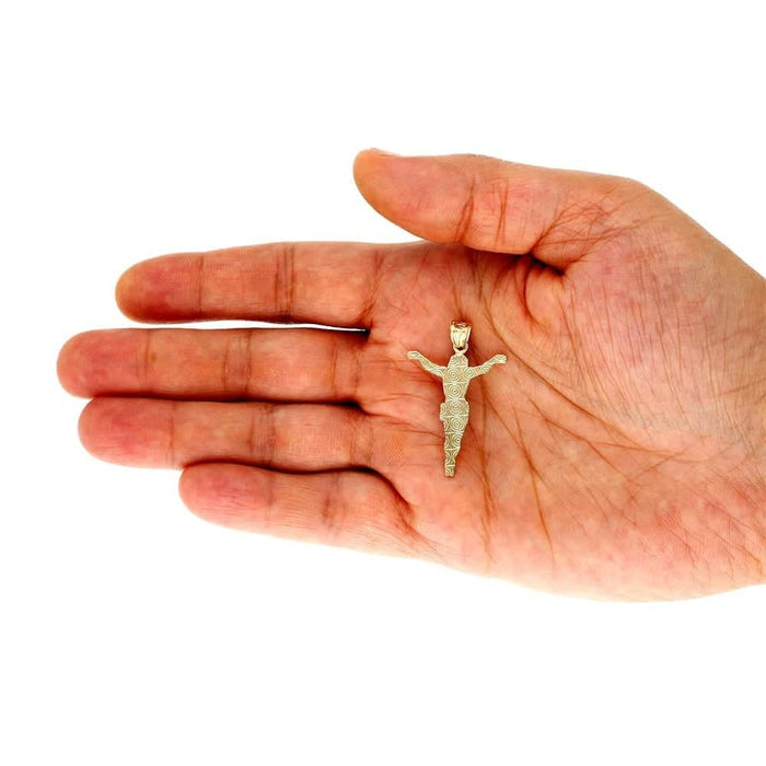 10K Gold Two-Tone Yellow White Gold Jesus Crucifix Pendant 1.57"-3.62"