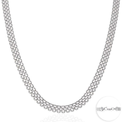 Sterling Silver 7mm Bismark Mesh Panther Chain (Solid Links) 16"-18"