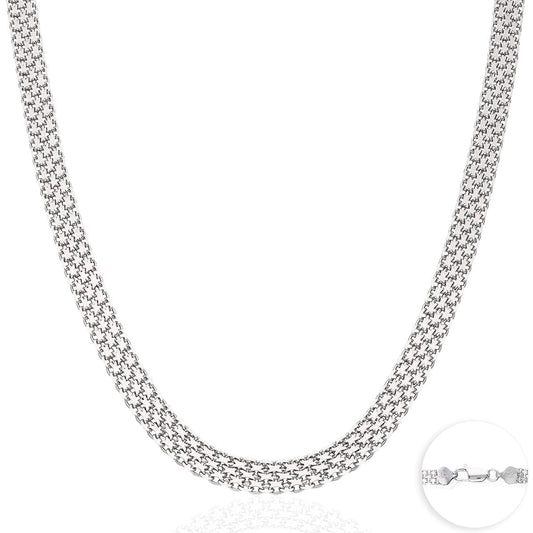 925 Sterling Silver 7mm Bismark Mesh Panther Chain Necklace 16" 18"