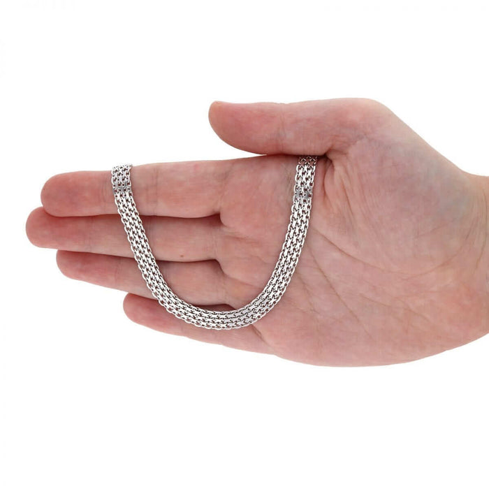 Sterling Silver 7mm Bismark Mesh Panther Chain (Solid Links) 16"-18"