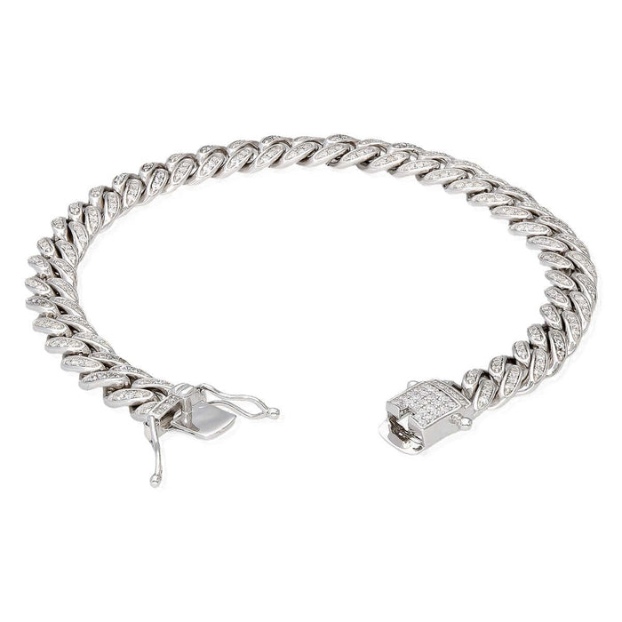 Sterling Silver Micro Pave 8mm Miami Cuban Bracelet (Solid Links) 8"