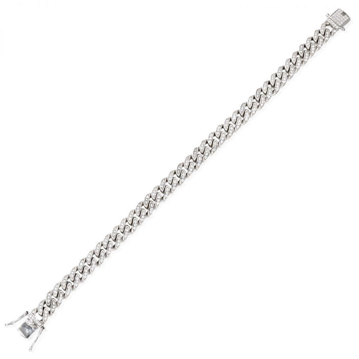 Sterling Silver Micro Pave 8mm Miami Cuban Bracelet (Solid Links) 8"