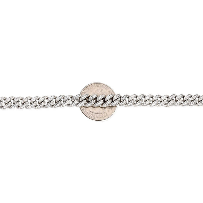 Sterling Silver Micro Pave 8mm Miami Cuban Bracelet (Solid Links) 8"