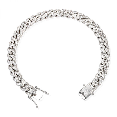 Sterling Silver Micro Pave 8mm Miami Cuban Bracelet (Solid Links) 8"