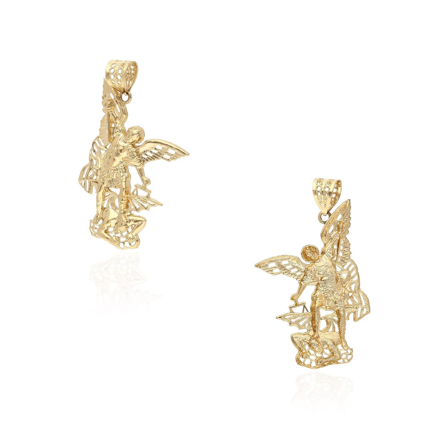 14K Yellow Gold Religious Saint Michael Charm Pendant
