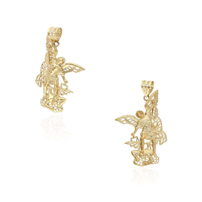14K Yellow Gold Religious Saint Michael Pendant