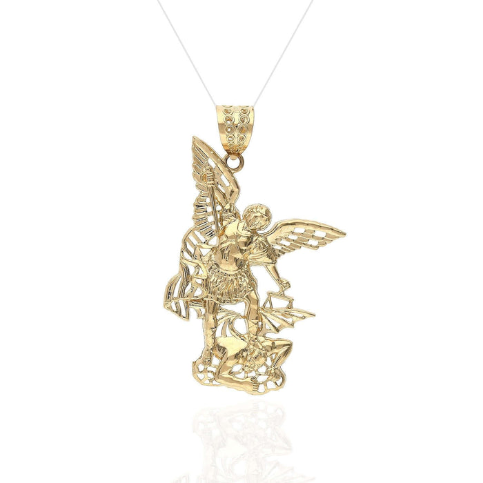 14K Yellow Gold Religious Saint Michael Pendant