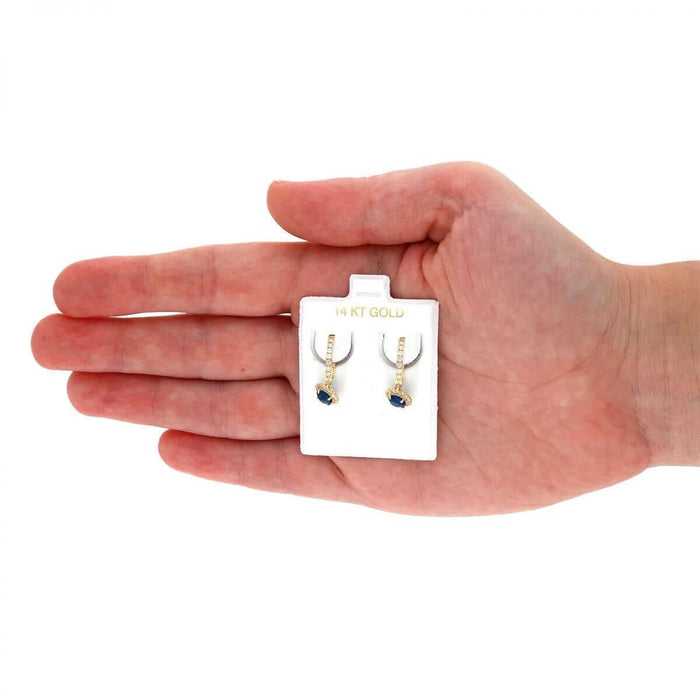 14k Yellow Gold White Gold Round Birthstone Diamond Halo Earrings 1"